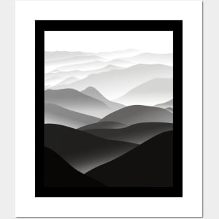 Grayscale Mountains Posters and Art